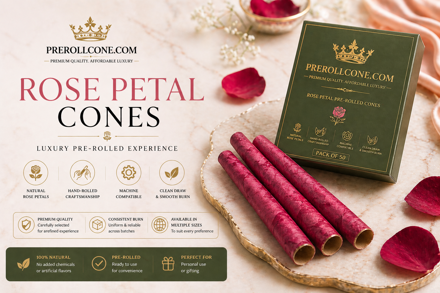 Rose Petal Cones - Pack of 50