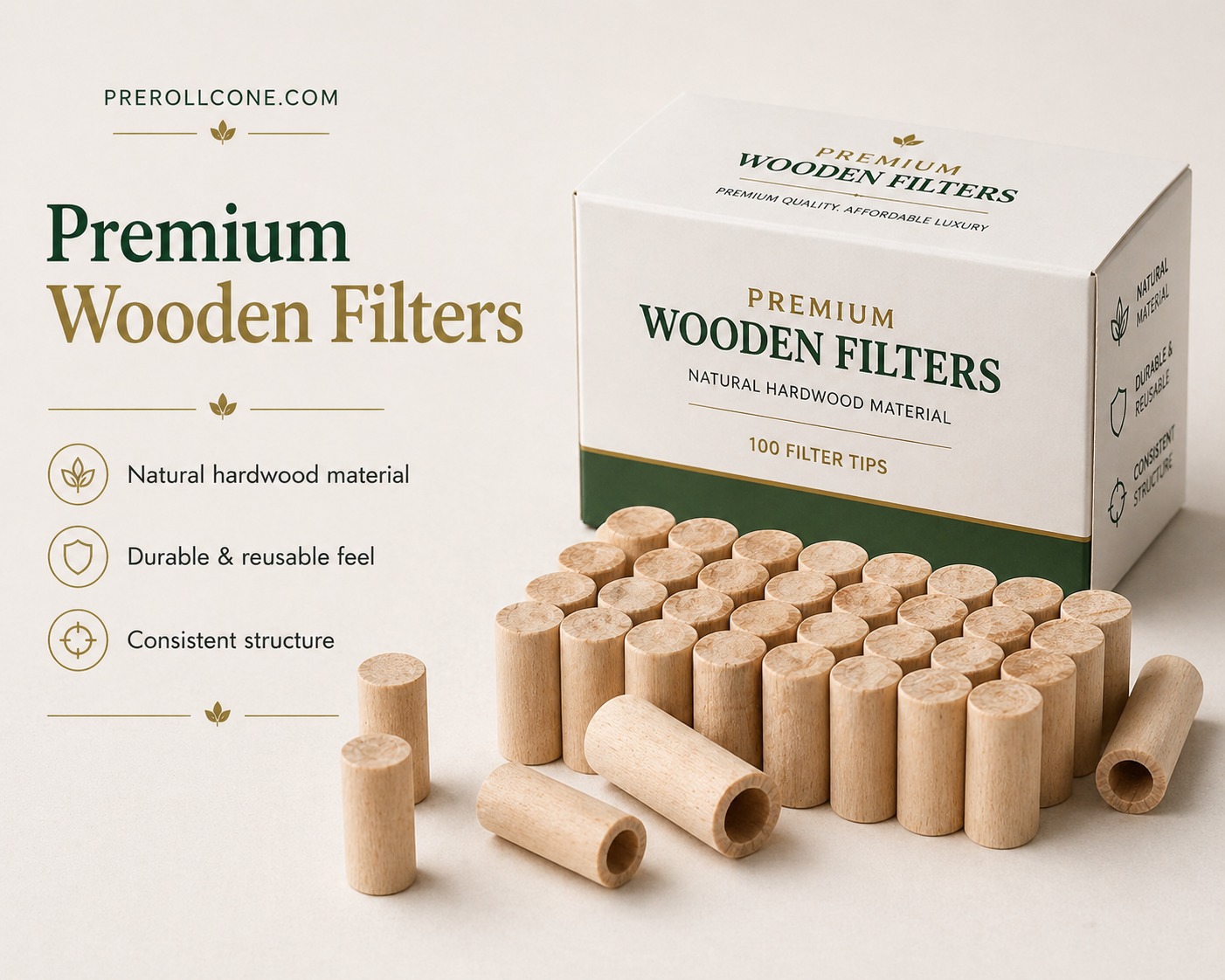 Premium Wood Filter Tips - Pack of 100 - Image 2