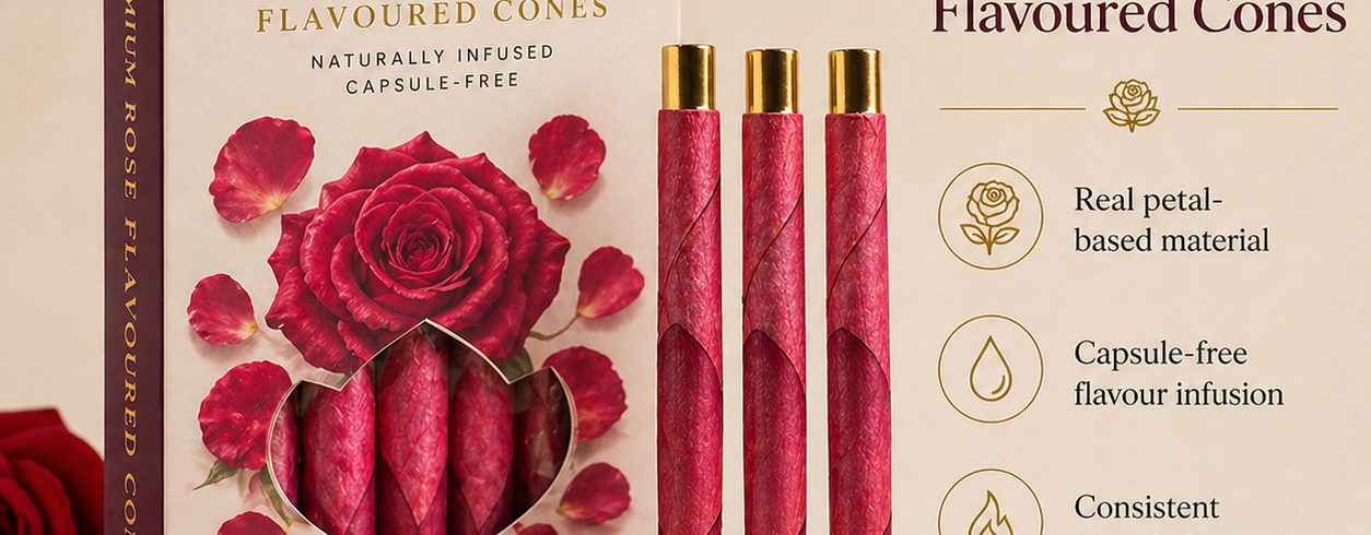 flavoured rose petal pre roll cone