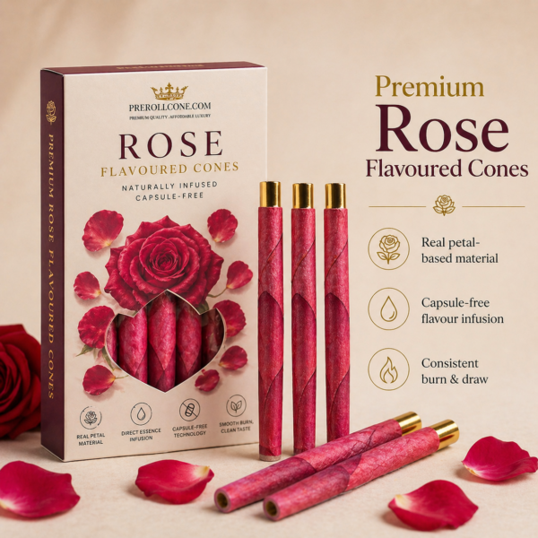 flavoured rose petal pre roll cone