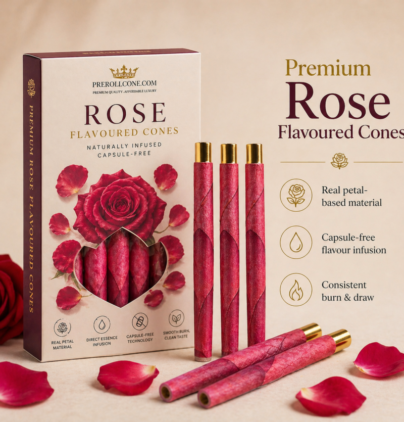 flavoured rose petal pre roll cone